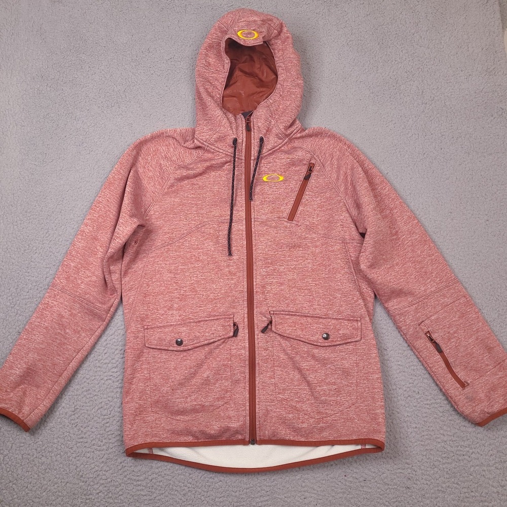 Oakley Fuel Tank Hoodie Jacket Mens Large Red Heathered Fleece Lined